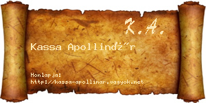 Kassa Apollinár névjegykártya